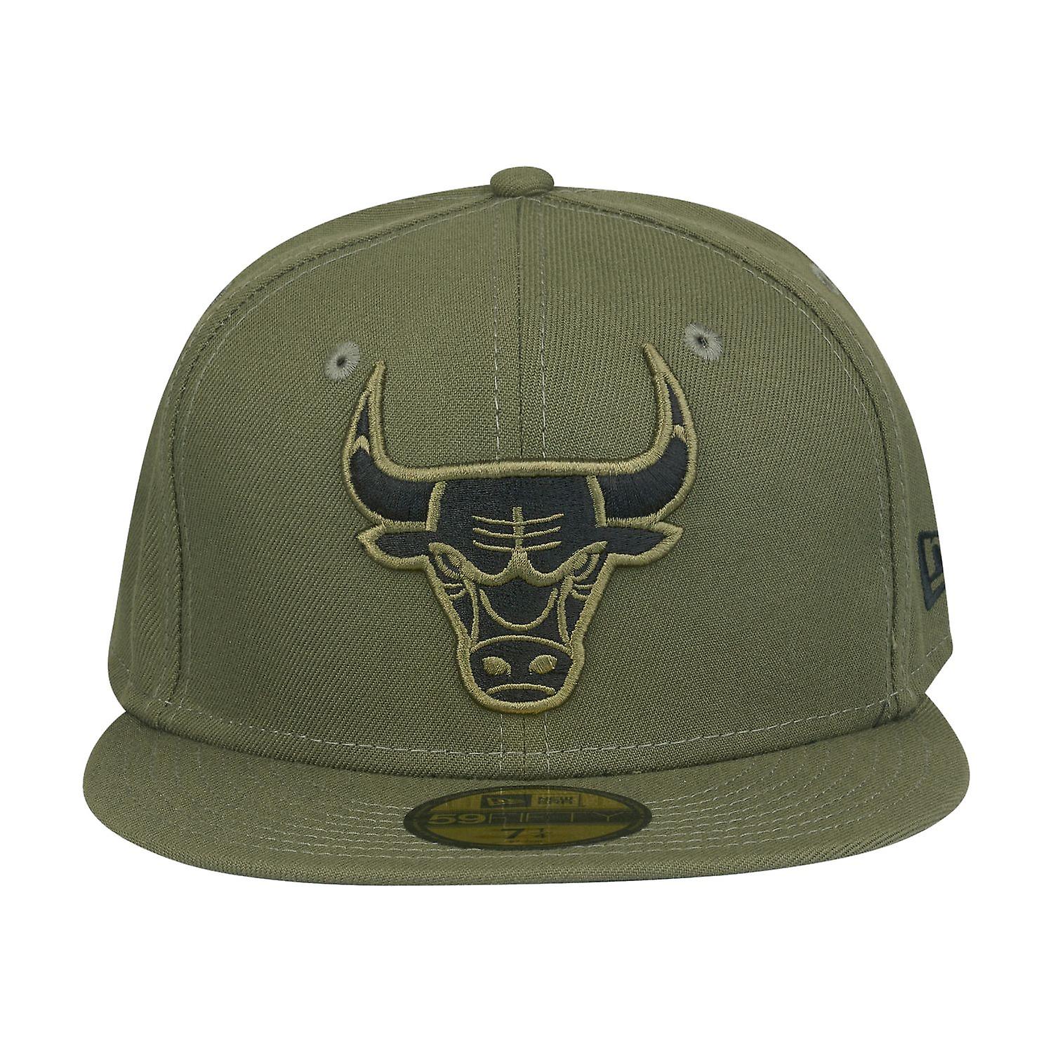 New Era 59Fifty Fitted Cap - Chicago Bulls Half Olive - Collezione Army Rifle Green, 100% Poliestere
