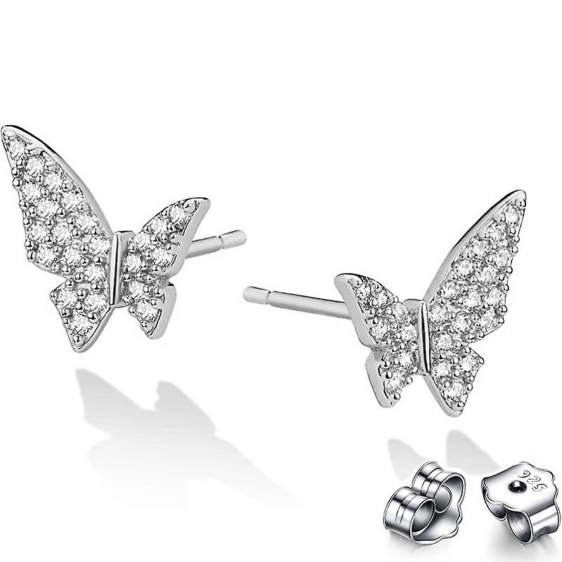 S925 Earr fluture argintiu