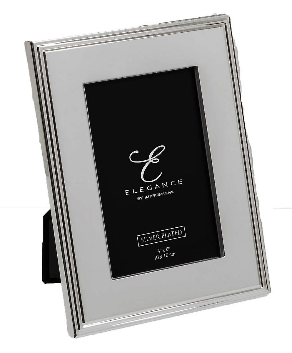 Juliana Elegance Silver Plated Rib Edge Photo Frame 4 x 6 - White/Silver
