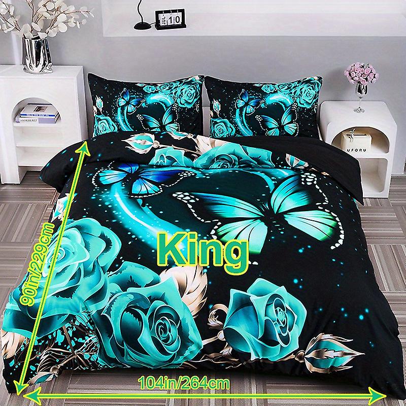 3pcs Duvet Cover Set Mode Classic Populaire Papillon Digital Print Bedding Set Soft Confortable Housse de couette pour chambre d’amis (1 * couette Cove