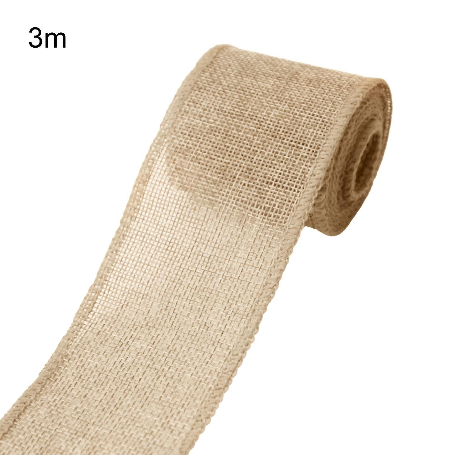 1 Roll DIY Wrinkle-resistant Christmas Ribbon Imitation Linen Each Side Serging Wrapping Ribbon