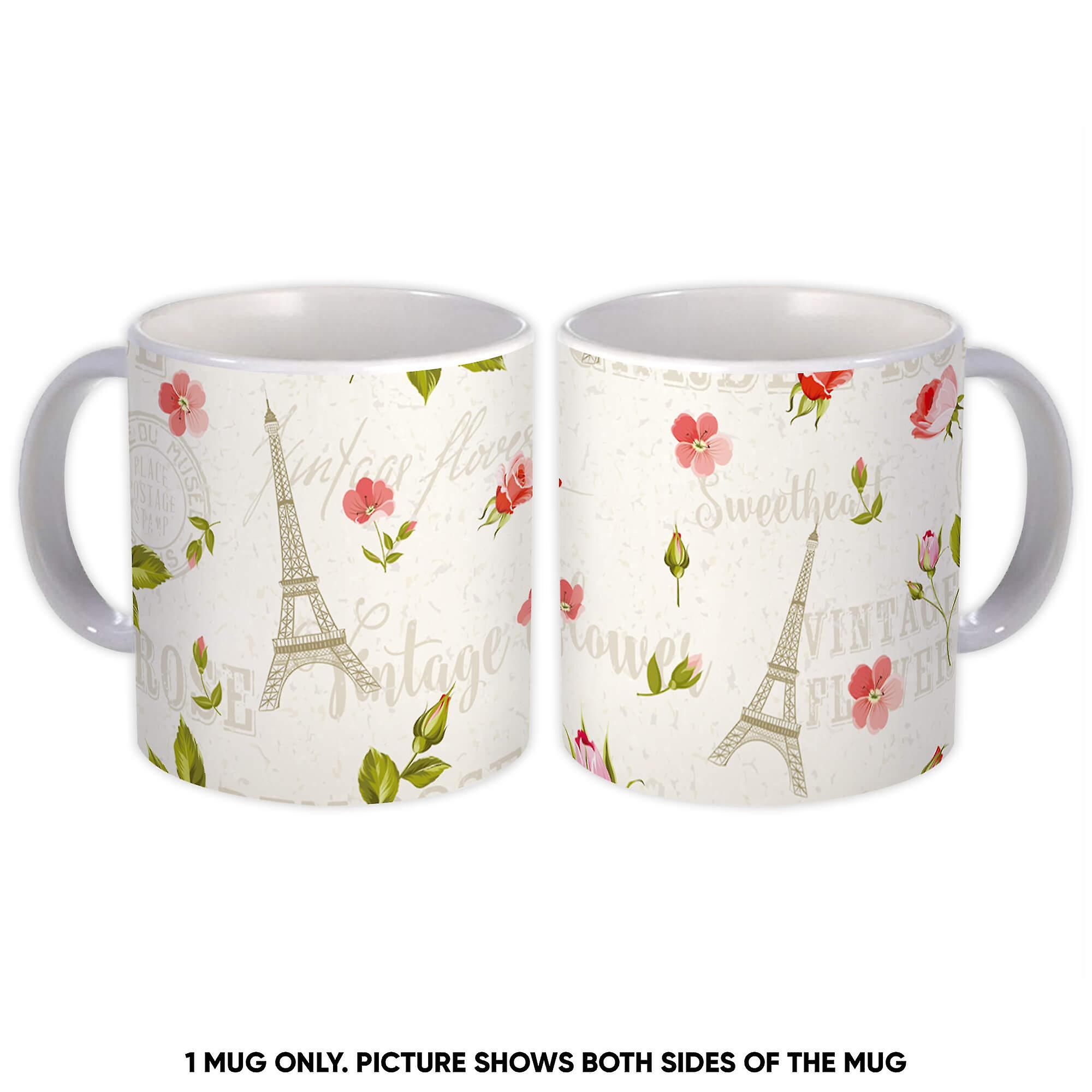 Gift Mug: Roses Eiffel Tower Botanical