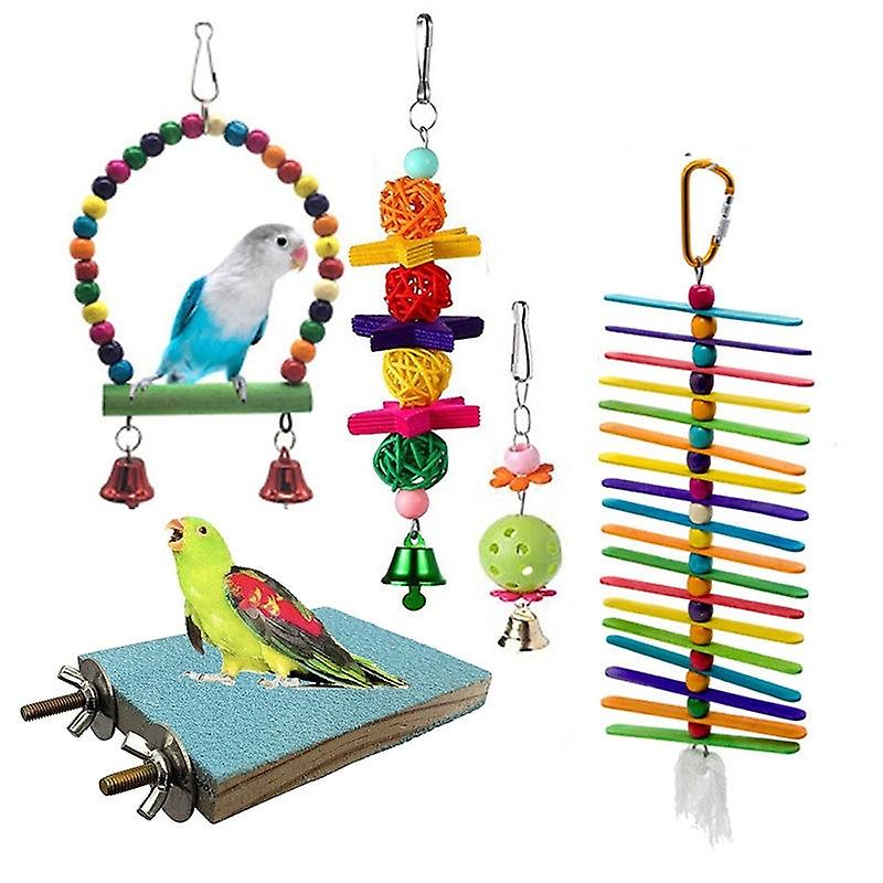 Safe Bird Toys Frosted Standing Board Platform Five Pointed Star Vine Bal String Nibbling Bird Cage