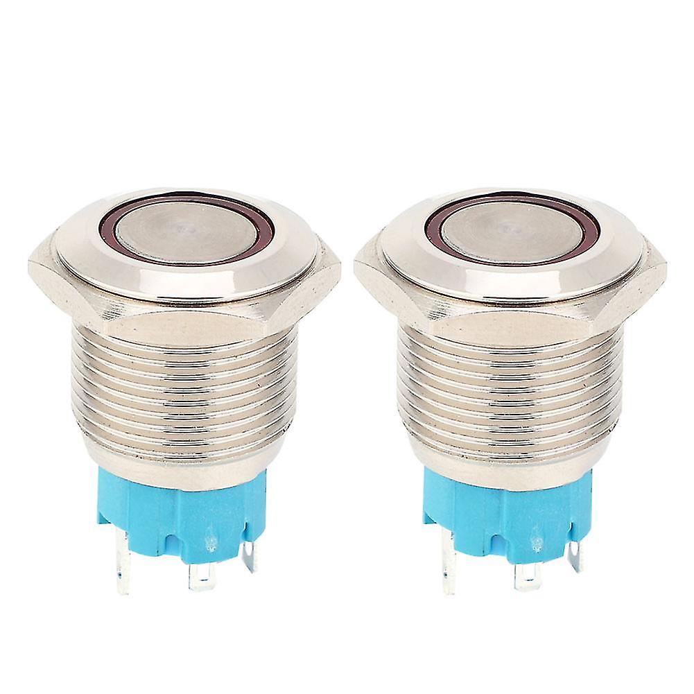 2pcs 12~24VDC Push Button Switch 16mm Self-Locking Metal Button Switch with Light