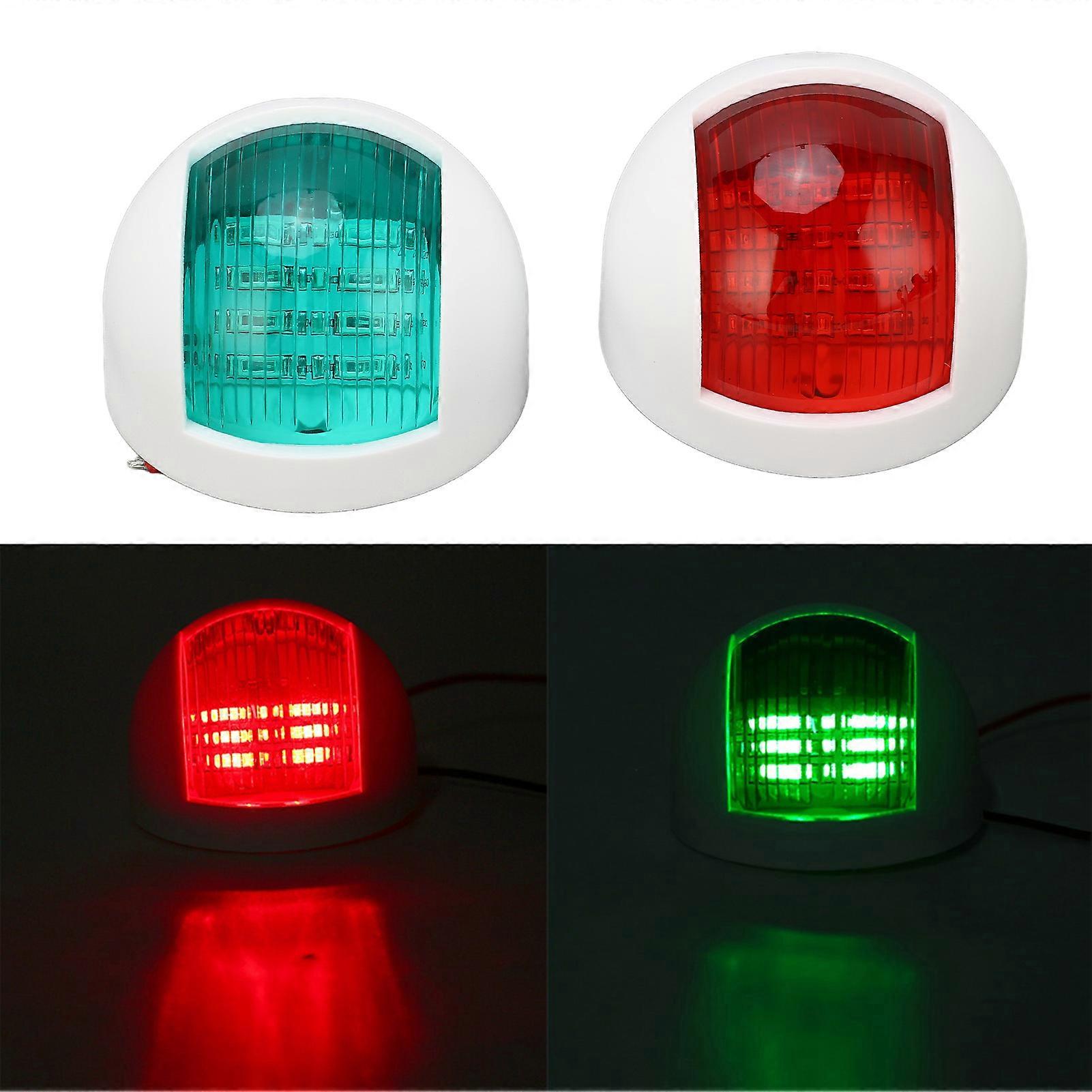Pair Rounded Waterproof 12V Red Green LED Navigation Signal Light