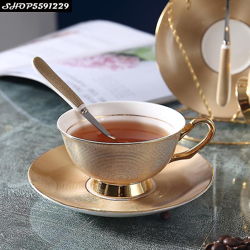 Coffee Tea Saucers Art Luxury Bone China Coffee Cup Simple Home Golden Afternoon Tea Tea Set Ceramic Mug