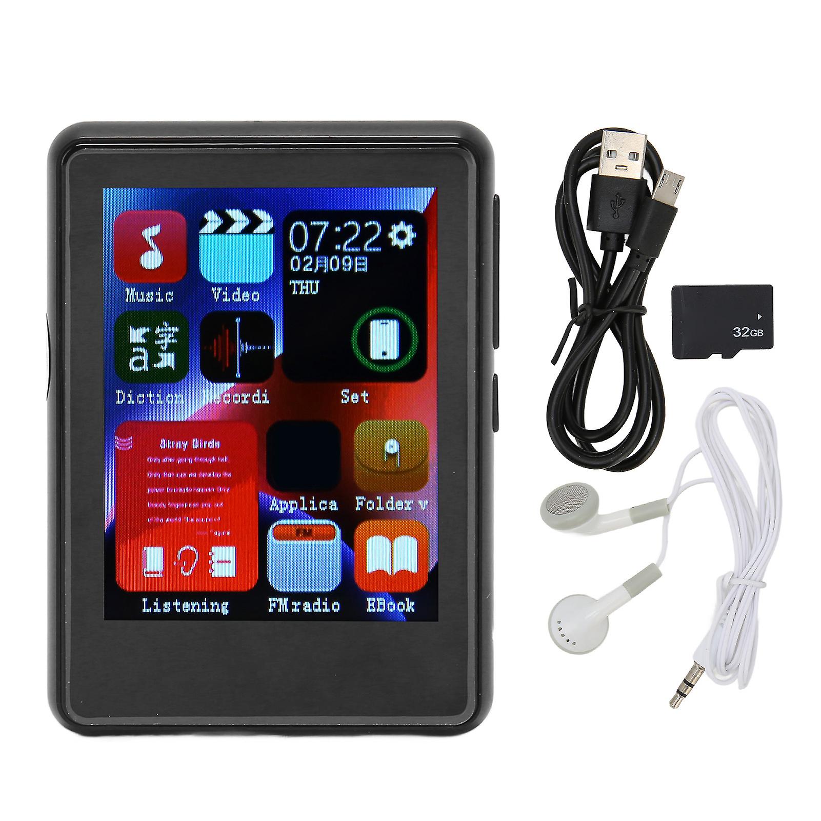 Bluetooth 5.0 MP3 Player with HD Touch Screen, FM Radio, E-Book, 4+32GB Memory