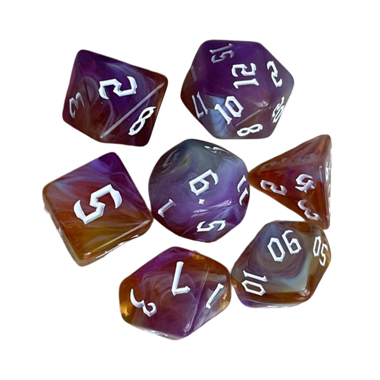 7x Painted Polyhedral Dice Family Games for DND RPG Card Games Families B
