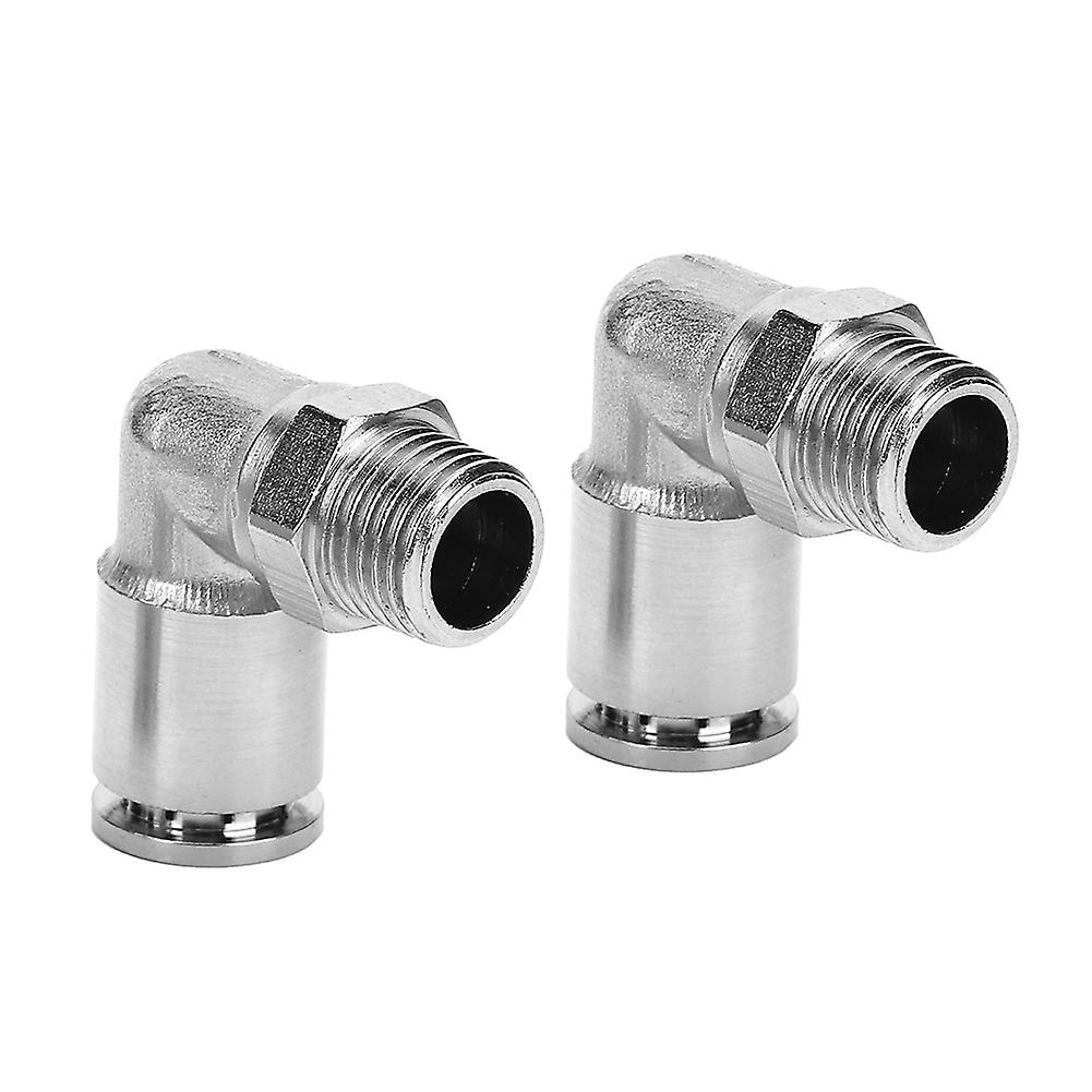 2 Pcs Pneumatic Nickel Plated Brass Quick Connector Straight Right Angle BSPP Thread (1/2in)