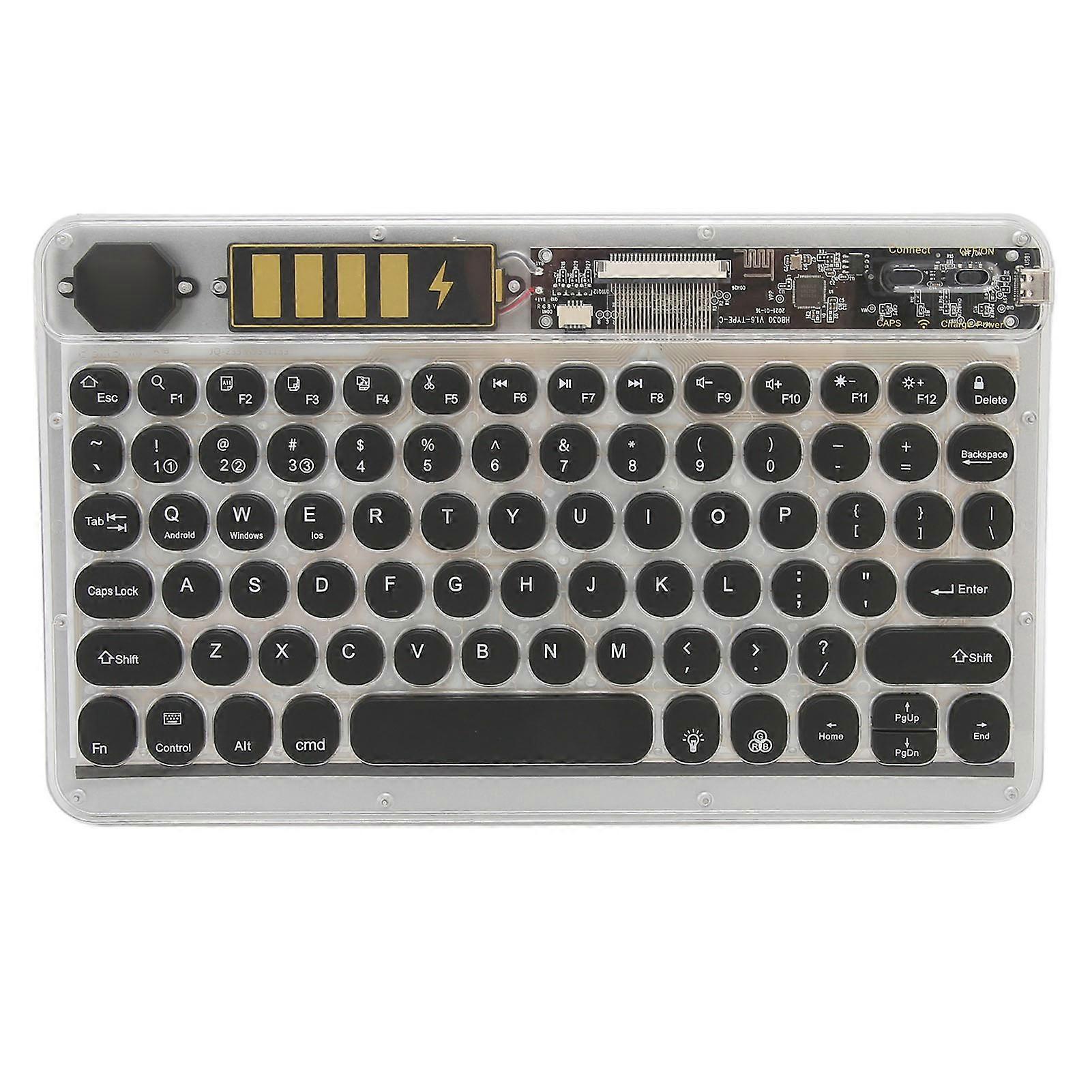 Wireless Bluetooth Keyboard Colorful Backlight Cool 10in Rechargeable for Phone Laptop Tablet Black 