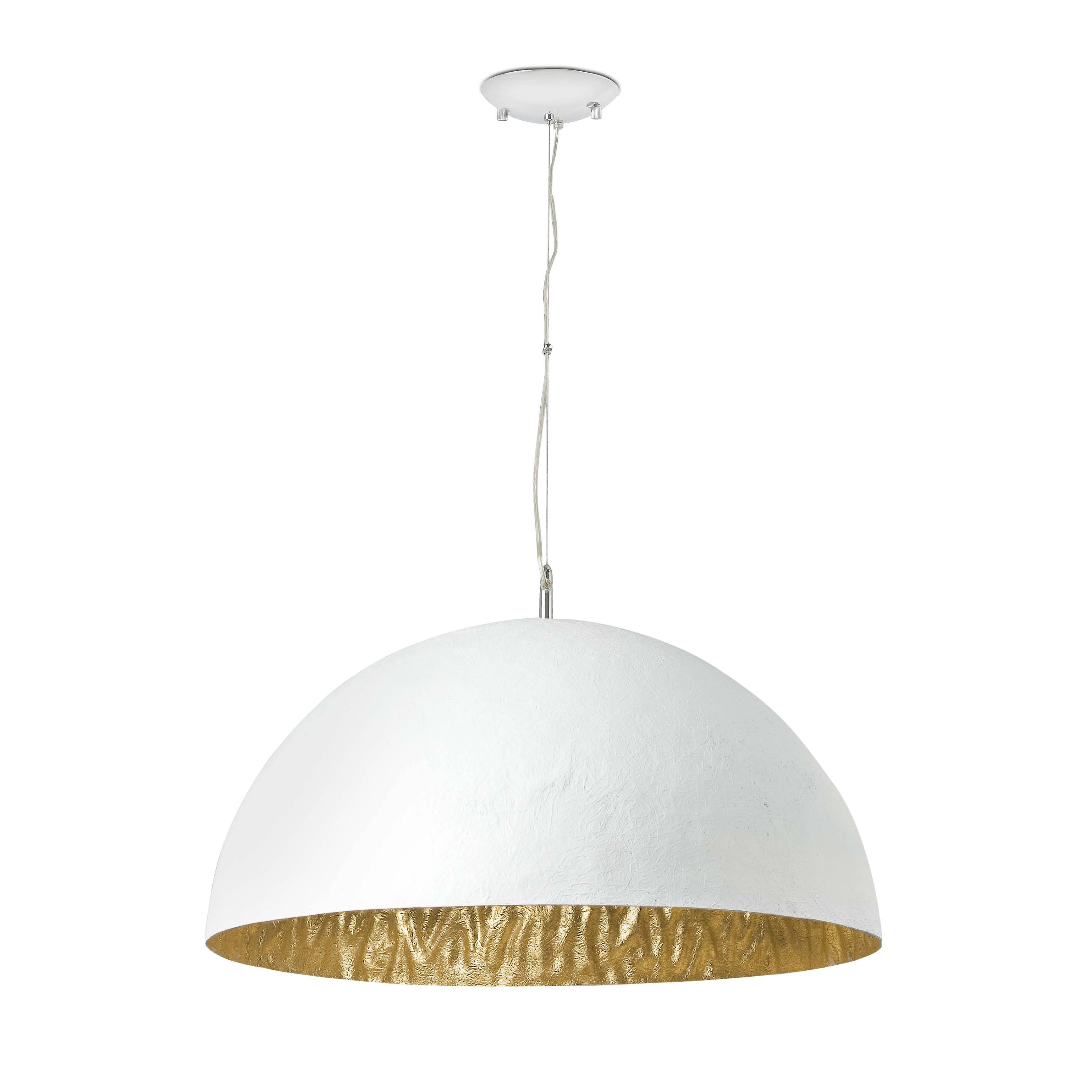 Faro Magma-Q - 3 Light Dome Ceiling Pendant White, Gold, E27