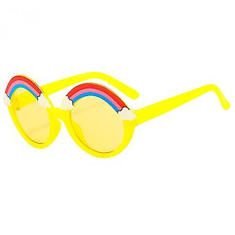 Veeki Kids Sunglasses Unisex, Rubber Polarized Cute Rainbow Baby Sunglasses Girls Boys with Kids Glasses Case(yellow