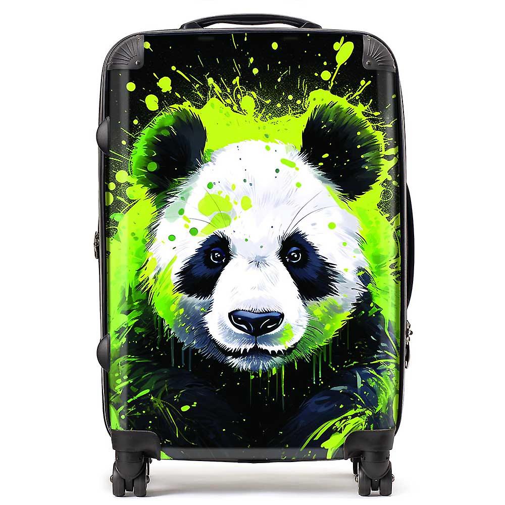 Green Splashart Panda Face Suitcase