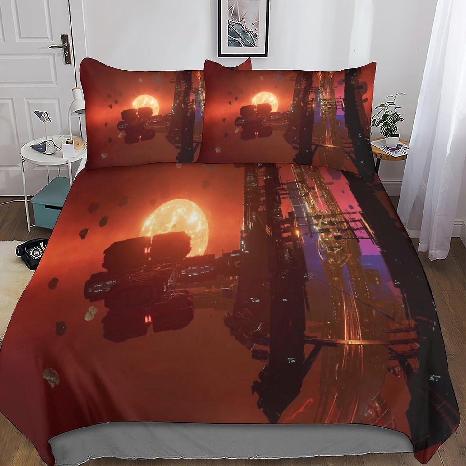 QIRMOUEY ستار وورز الفراش مجموعة لحاف غطاء 3 قطع ستوكات لينة مع سستة إغلاق للأطفال في سن المراهقة الكبار غرفة نوم لحاف غطاء مجموعة