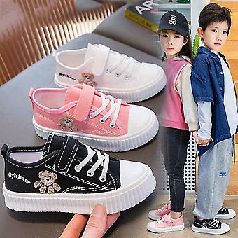 Mädchen Jungen Cartoon Bär Canvas Casual Sportschuhe Turnschuhe Unisex Kinder Weiche Sportschuhe