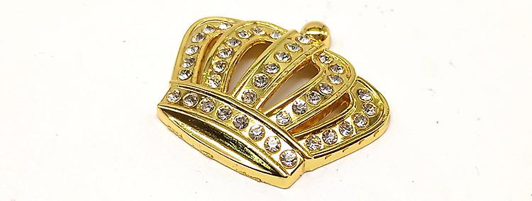 3D Shiny Diamond Metal Crown Round Logo Side Rear Badge Badge Decal - Crown Shape Gold (Pack of 4)