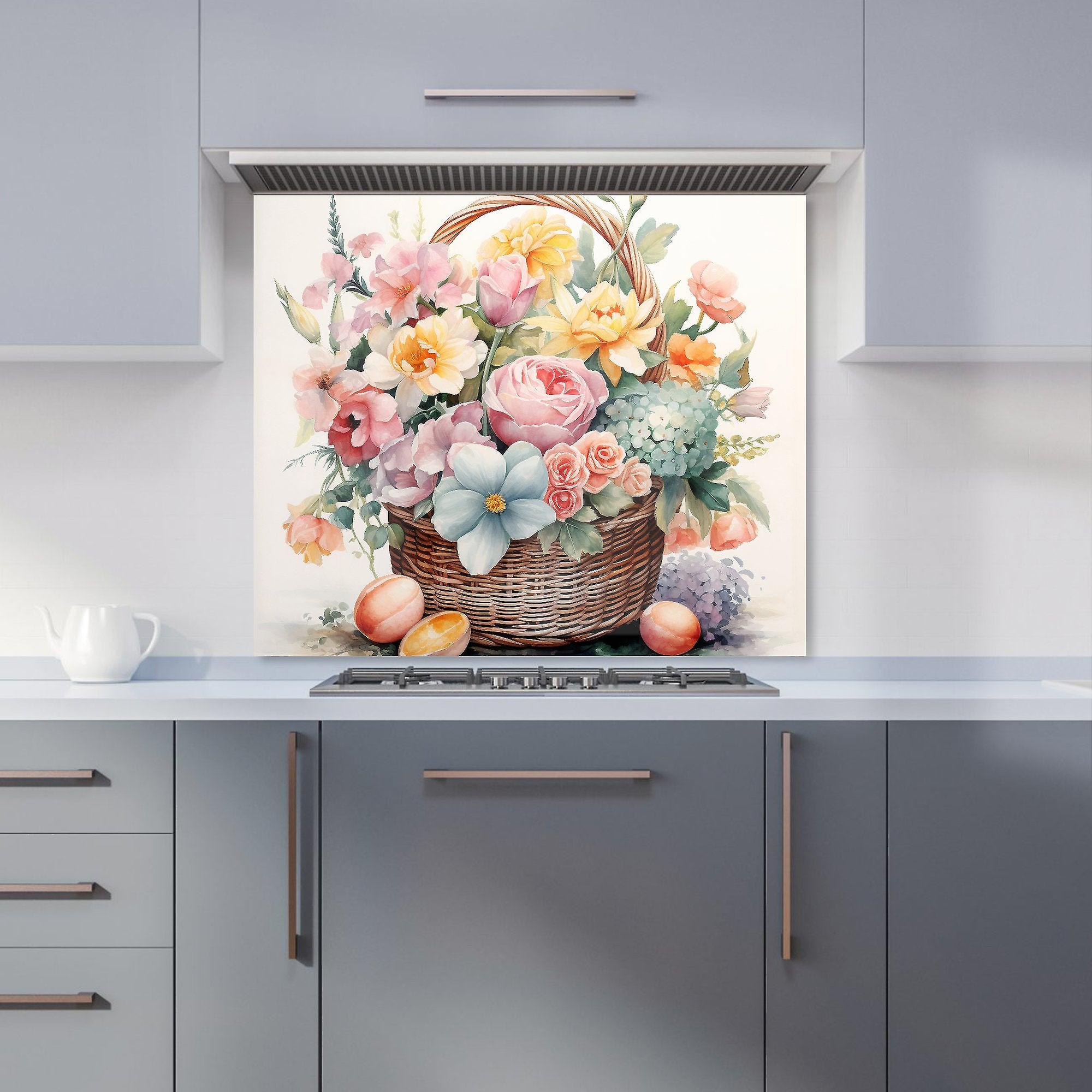 Easter Watercolour Basket Kitchen Splashback