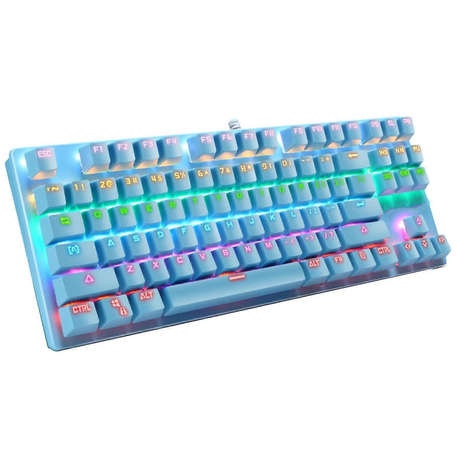 K550 87 Keys USB Wired RGB Backlight Blue Switch Gaming Mechanical Keyboard