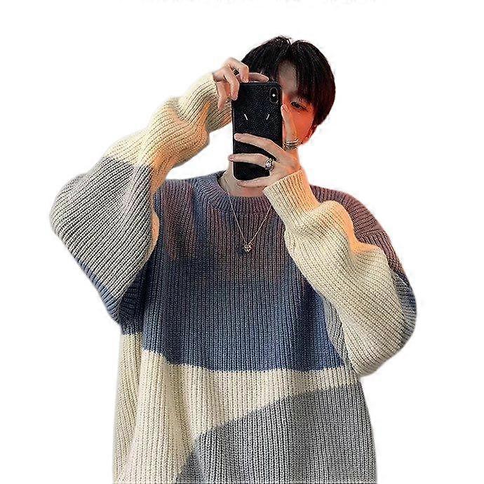 Herrtröja Höstmode Casual Lös tjock O-ringad ull