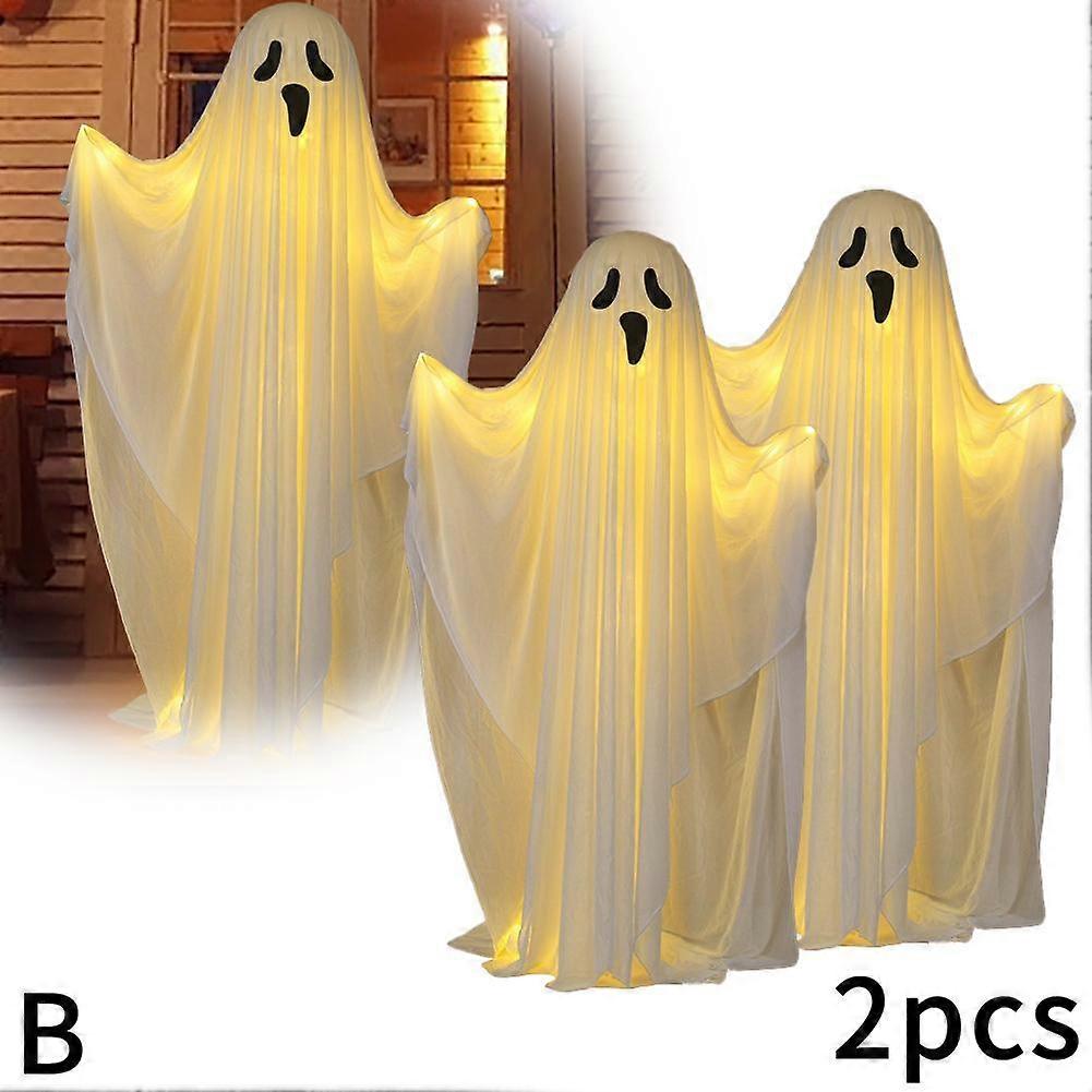 Εξωτερικές διακοσμήσεις για το Halloween 2 λαμπερά λευκά υφασμάτινα φαντάσματα, ιδανικά για πάρτι