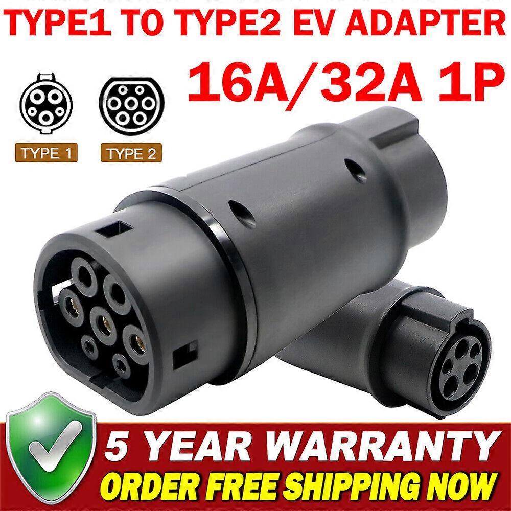 EV charging type 1 to type 2 adapter connector socket 16A 32A J1772 IEC 62196 w12702087