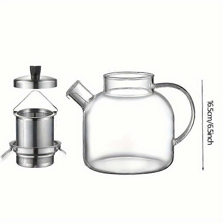 1500ml (52oz) Large Glass Teapot with Removable Infuser - Stovetop Safe, Insulated, Lead-Free, Leak-Proof, and Reusable for Blooming and Loose Leaf Te