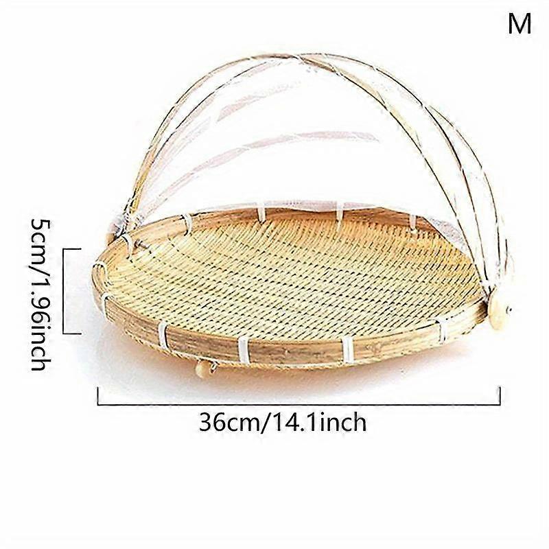 "Chic Display" Hand-Woven Bamboo Food Serving Tent - Insect-Proof Mesh Cover, Portable Picnic Basket For Fruits & Vegetables, Home Storage Solution