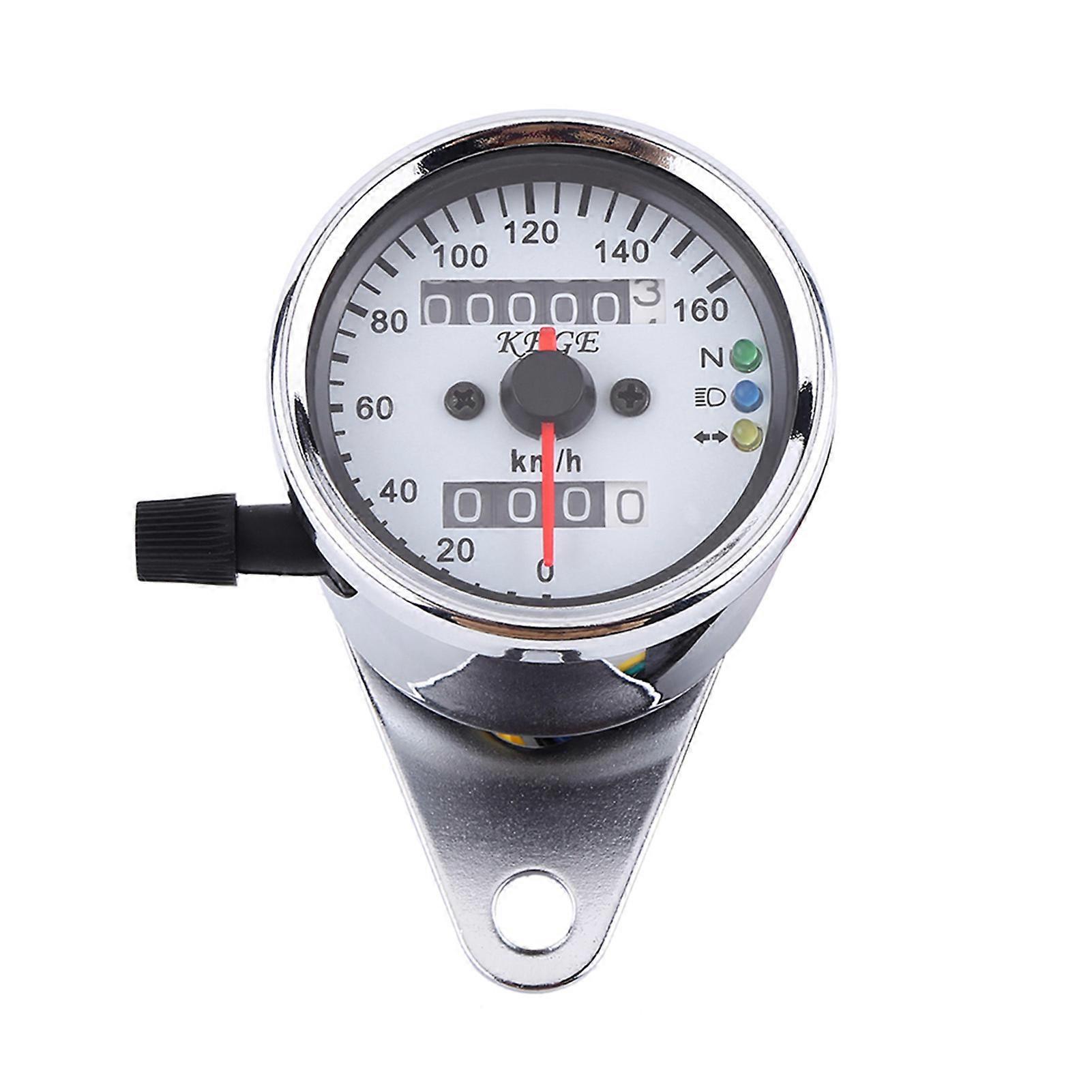 Universal Motorcycle Odometer Speedometer Gauge Signal KM/H Silver