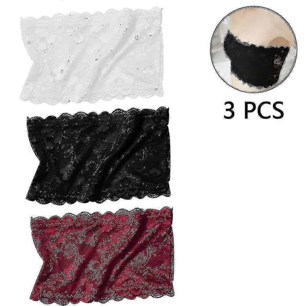 Kli 3 stycken Kvinnor Blommor Spetsrör Top Bh Bandeau Code