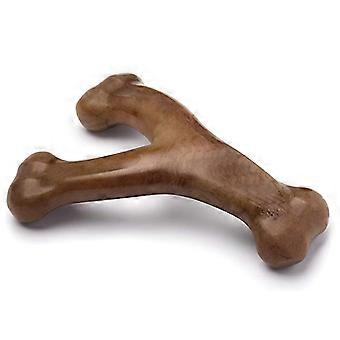 Jianghuo 2 stuks duurzaam wishbone hondenkauwspeeltje voor agressieve kauwers, echt spek, klein