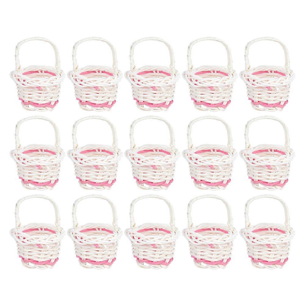 15pcs Rattan Woven Mini Baskets Mini Portable Flower Baskets Candy Baskets
