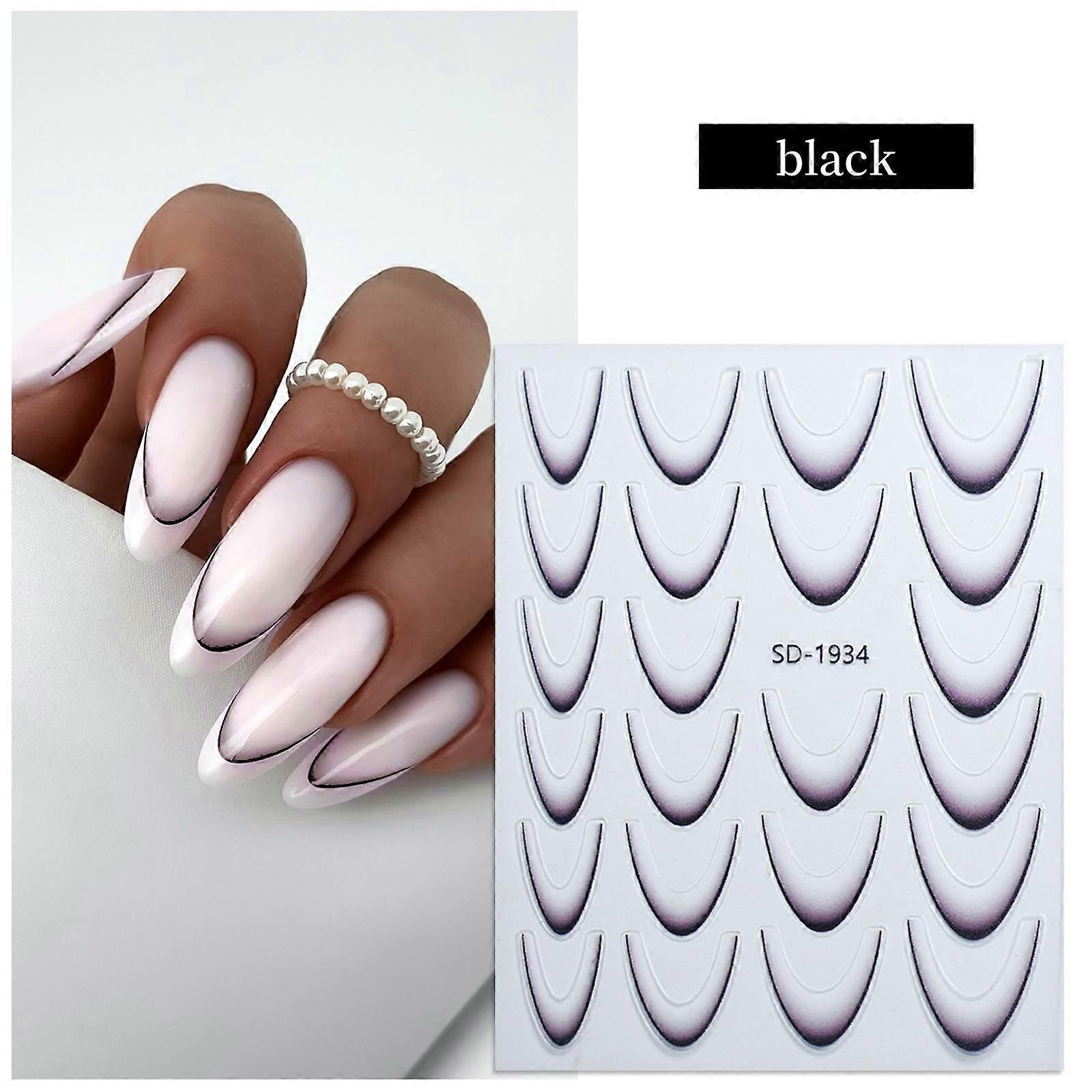 Nail Stickers Solid Color French Gradient Nail Stickers Back Adhesive FLYE4875