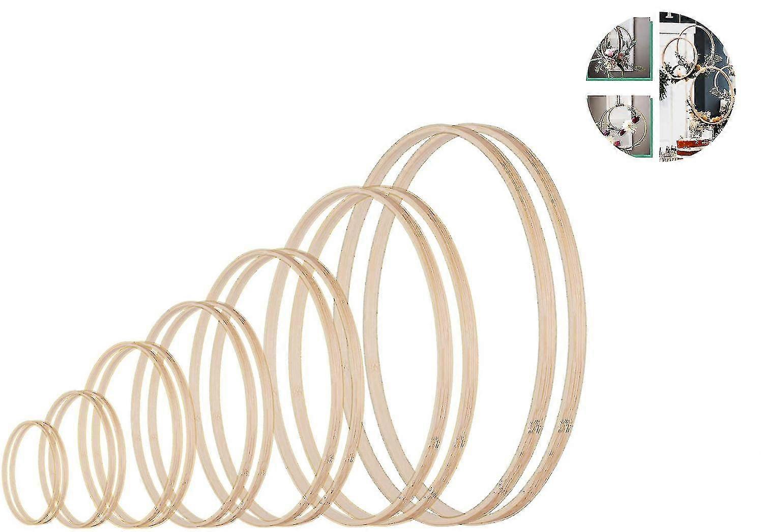 14 Stück 7 Größen Holzringe, Holzringe Reifen Set für Traumfänger