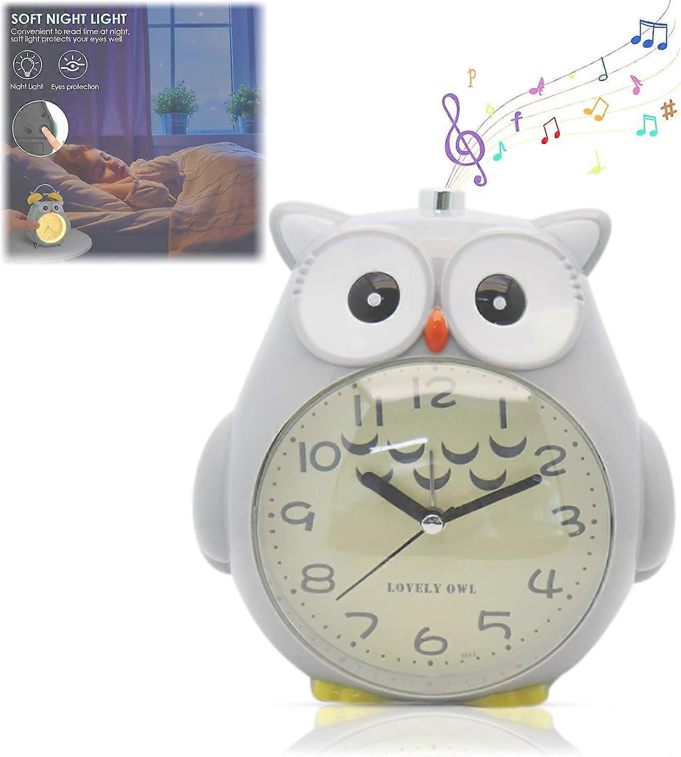 Alarm Clock, Voice Prompts Quartz Clock,Childrens Owl Alarm Clocks with Wake up Light, Cartoon Owl