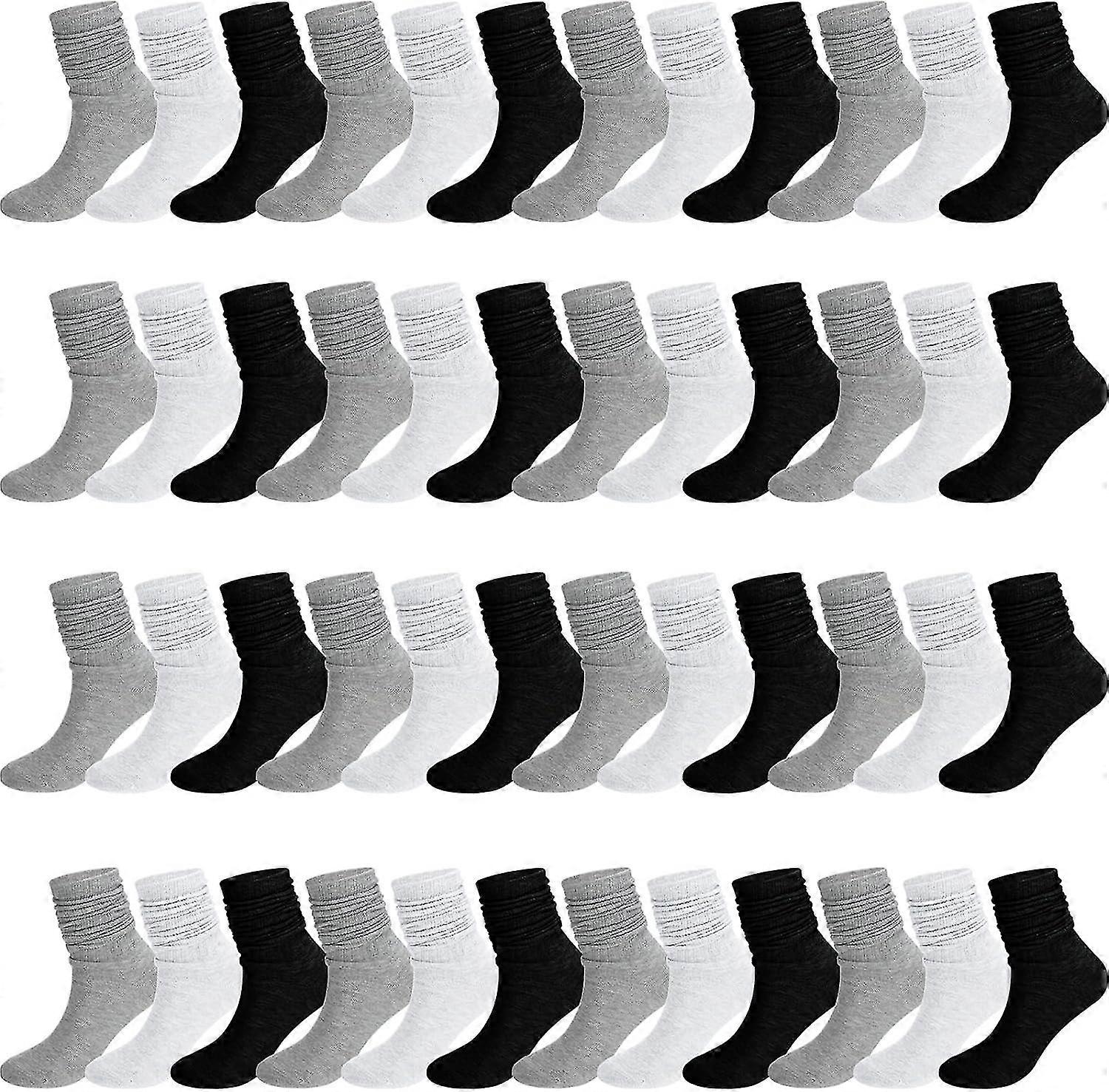 24 Pairs Long Knee High Stacked Socks, Bulk Pack