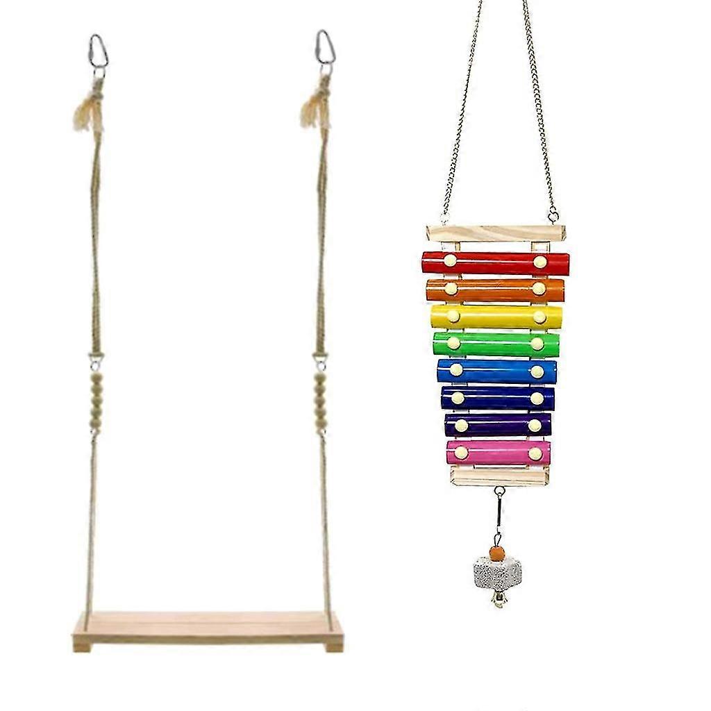 2 Pcs Chicken Toys Suspensible Xylophone With 8 Metal Keys Swing Stand Perch Toys For Poultry Run Rooster Hens Chicks
