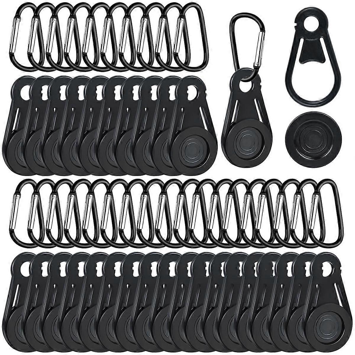 100 Pcs Tarp Clips with Carabiner, 50 Movable Tarp Grabbers Tent Clips and 50 D Shape Buckle,Tarp G