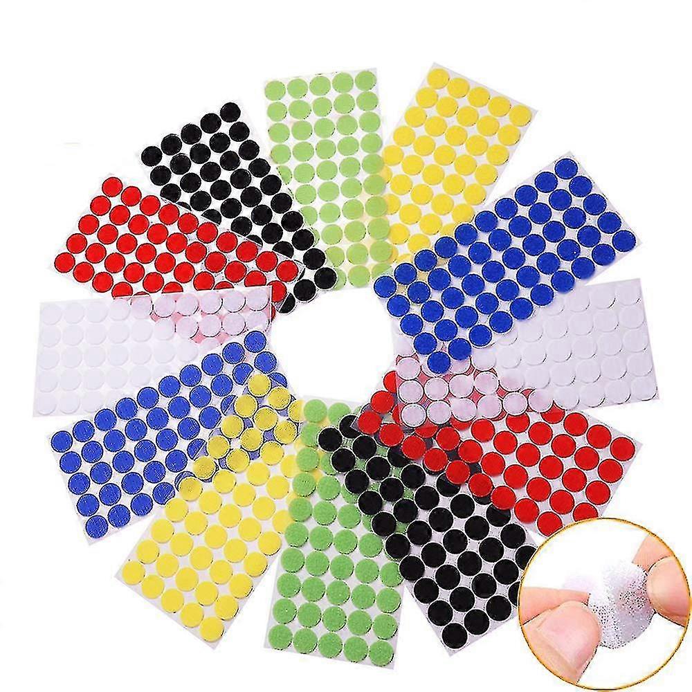 300pairs 2cm diameter colorful hook and loop self adhesive fastener dots coins sticky back heavy duty circles ruikalucky