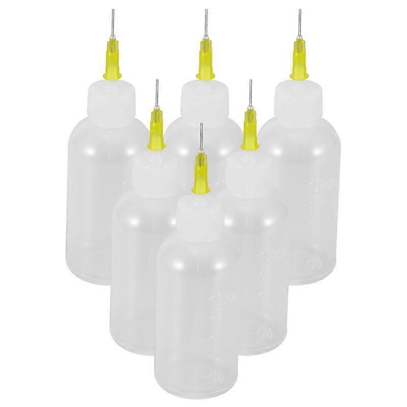 6pcs Multi Purpose Precision Needle Tip Applicator Squeeze Bottles Liquid Glue Dropper Dispenser 50ml Plastic Needle Tip Bottle