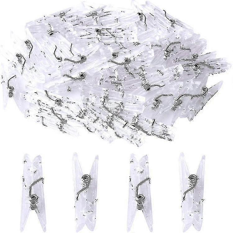 100pcs Mini Transparent Plastic Hanging Clips