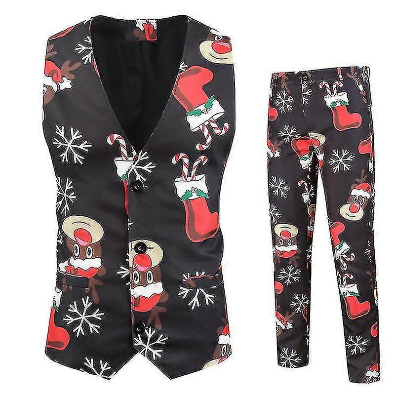 Kerstcadeau heren 3d geprint vest + broek set-2 delige set U