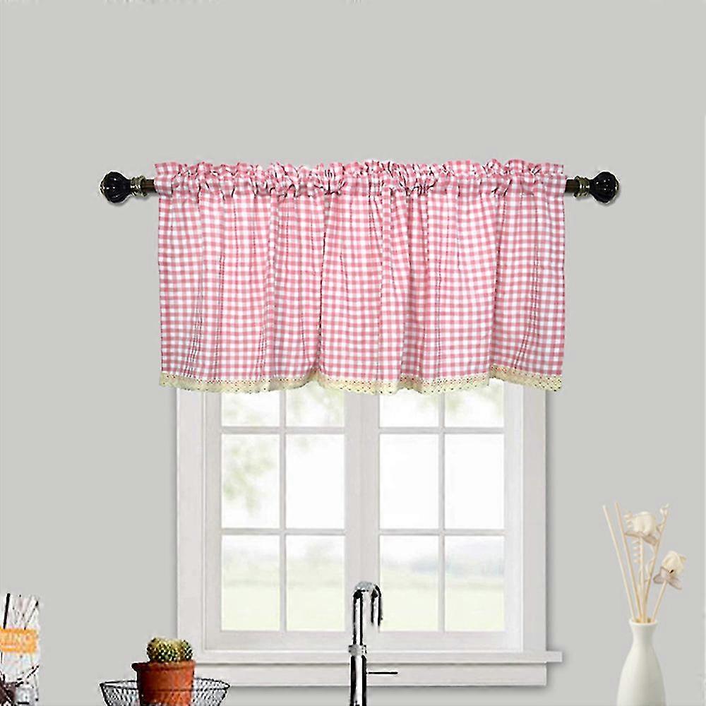 Checked Kitchen Short Curtain Panels Valance Drapes