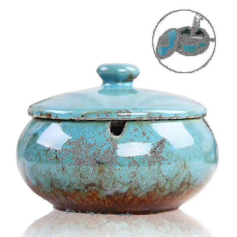 Keramik-Aschenbecher mit Deckel, winddicht