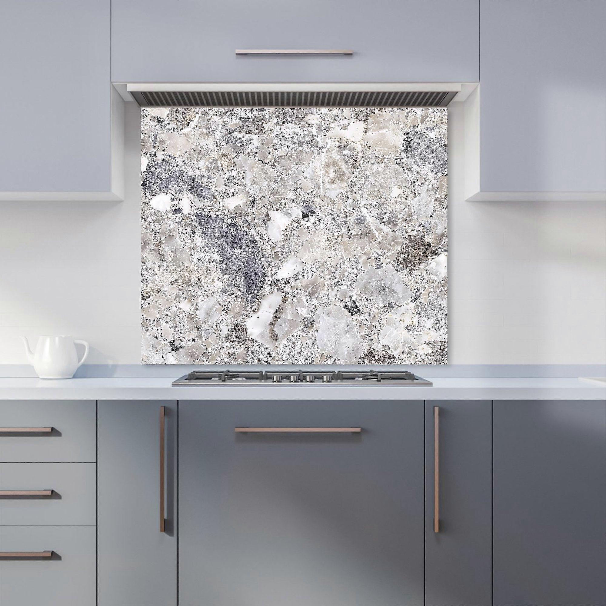 Silver Quartz Effect Kitchen Splashback