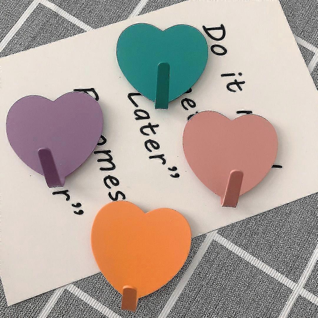 4pcs Love Hook Hole Free Clothes Hook Creative Wall Adhesive Hook Dormitory Bathroom Storage Hook