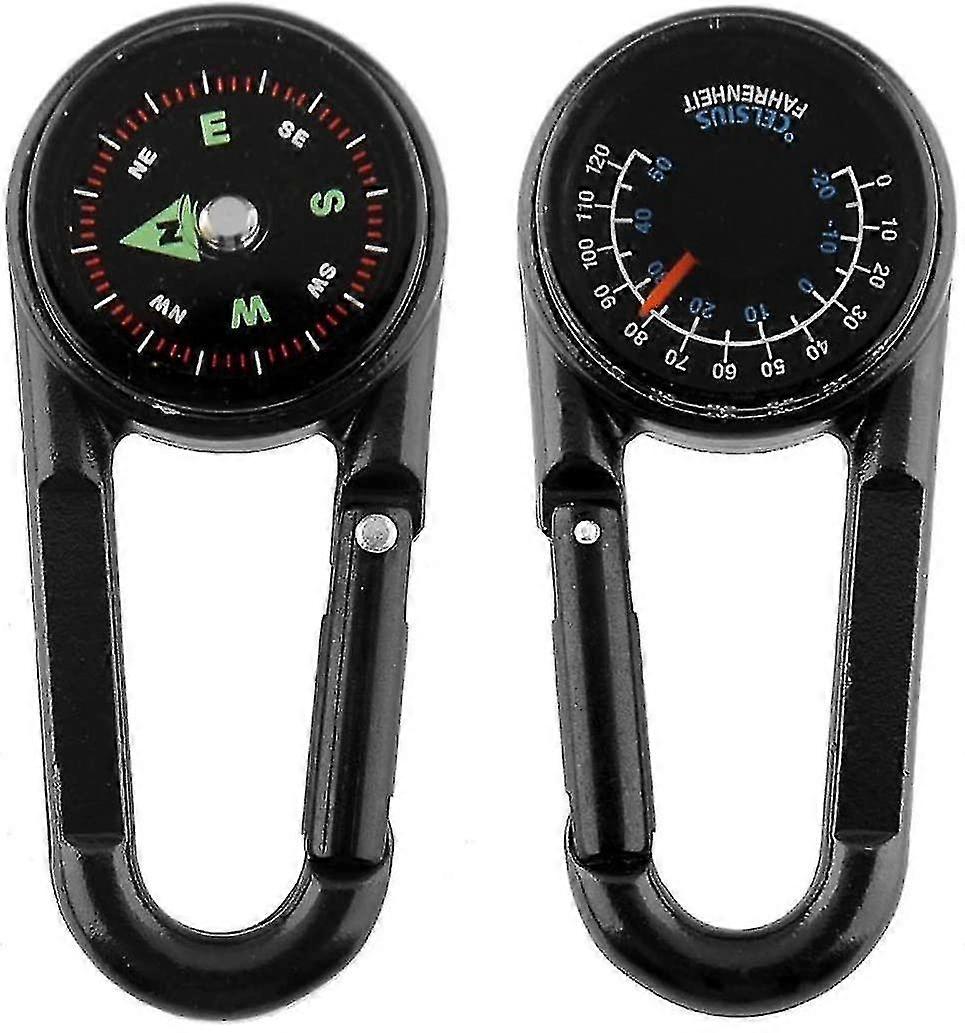 Xceedez Carabiner Compass + Compass + Thermometer On Multifunctional Metal Portable Compass For Hiking/travel/camping With Magnifying Lens, Professio