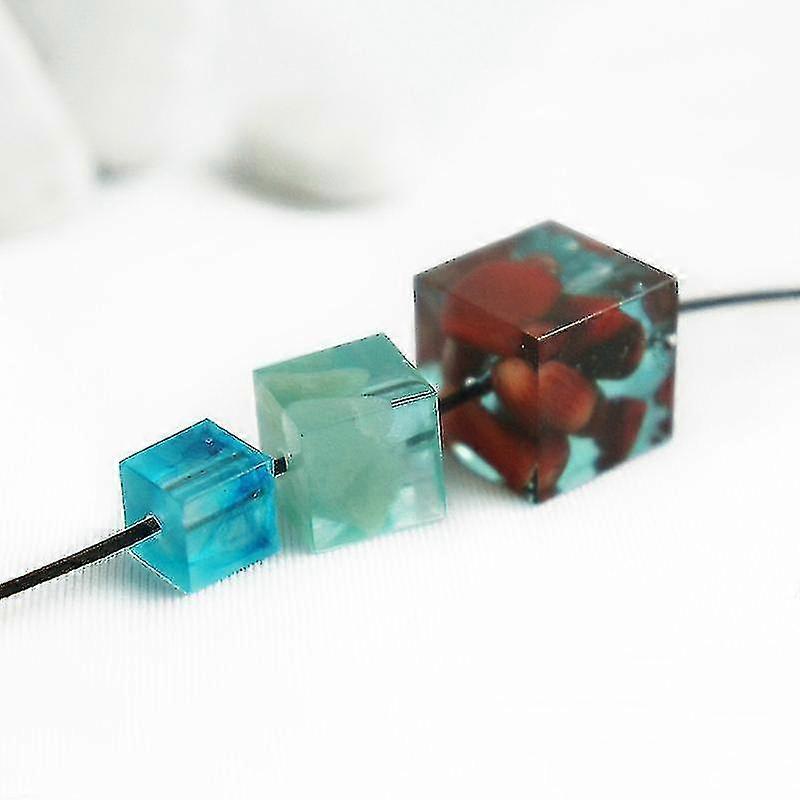6pcs/set Diy Transparent Crystal Drop Tape With Hole Bead Pendant Square Round Making Silicone Molds Supplies