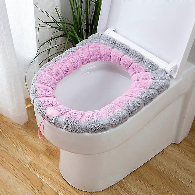 JWL-2PCS Winter Warm WC-Sitzbezug mit Griff Universal Toilettenkissen Verdicken Plüsch WC Sitz Ring Matte Badezimmer Zubehör