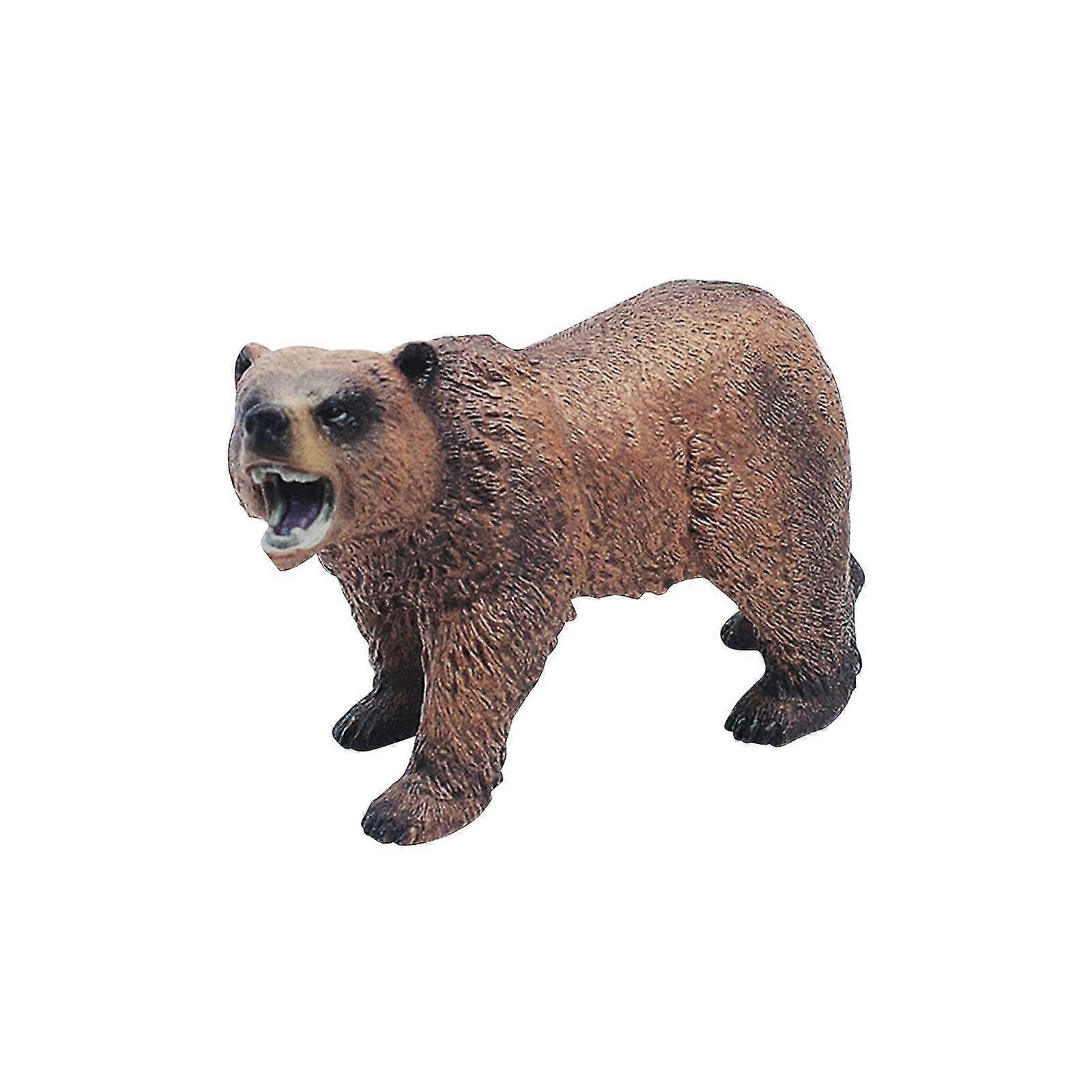 Animal Grizzlys Model Solid Brown Bear Standing Posture Female Bear Cub Cub