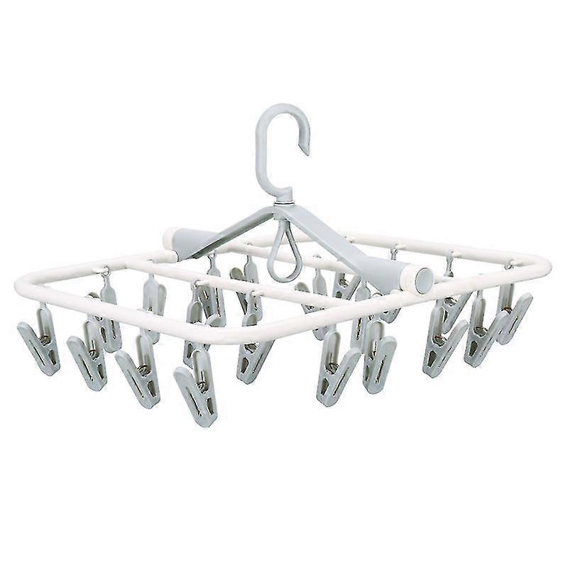 Folding Portable Hanger With 20 Clips, Plastic Hanging Drying Rack - SNNGV